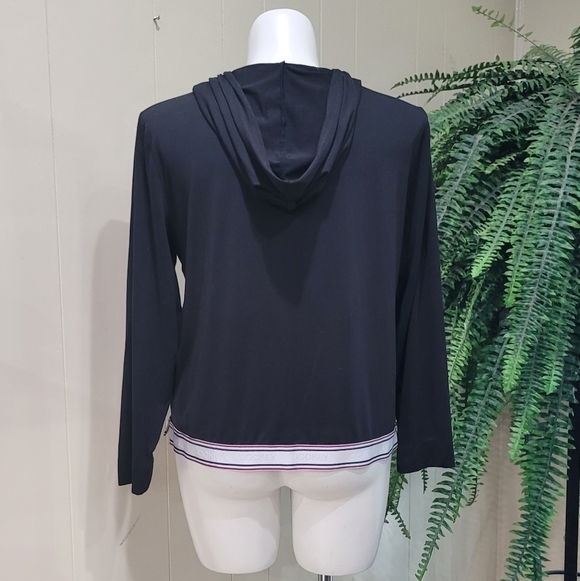Jockey BLACK Hoodie Activewear V Neck Elastic Waist Hem Stretch Women’s XL-EUC - Picture 6 of 7